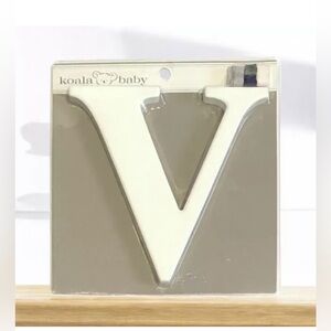 Koala Baby Uppercase Wall Letter V 8” x 8” White With Ribbons Included New